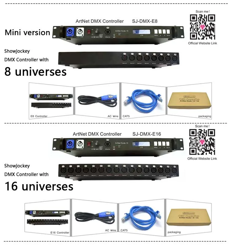 Stage light RGB DMX LED controller artnet with 16 universe channels artnet controller