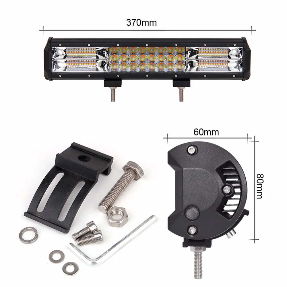 Трехрядный двухцветный 15 дюймов 216 Вт Янтарный светодиодный стробоскоп с 5 моделями освещения