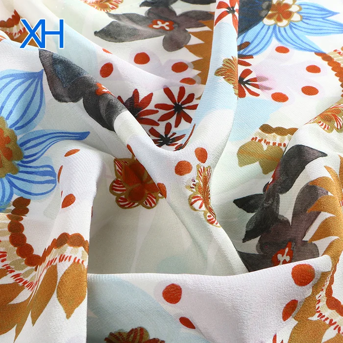 Шелковая пузырьковая ткань из креп-жоржета шелковая Жоржетта с принтом натуральная