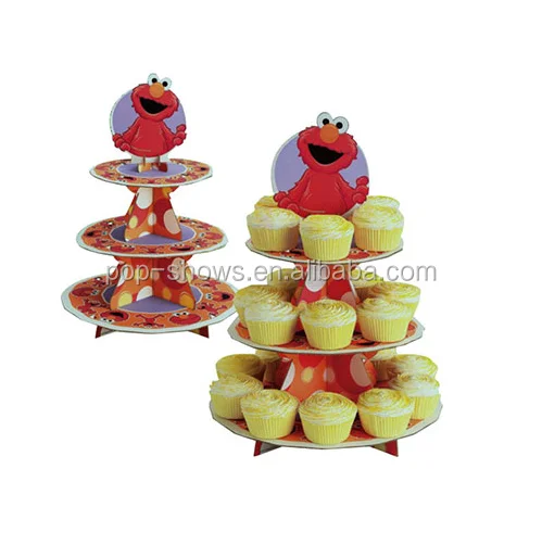 Elmo Cartoon Theme Attracting Holiday Custom Cardboard 3 tiers Cupcake Display Stands