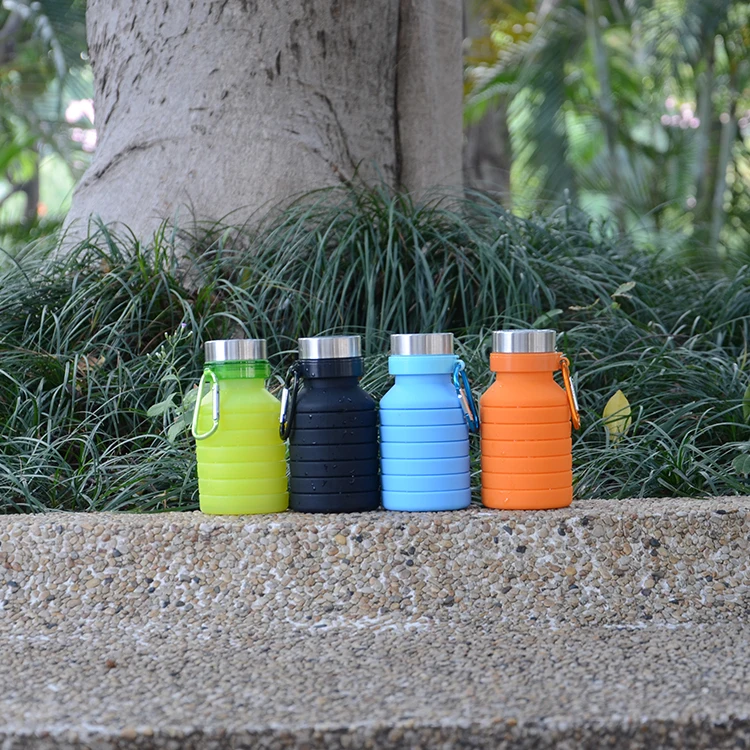 
2020 Wholesale Sport Silicone Squeeze Foldable Collapsible Water Bottle 