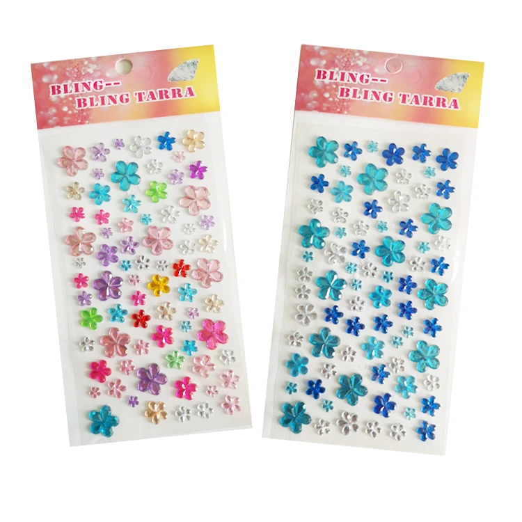 In stock hot sale acrylic rhinestone flower gem sticker Crystals Diamonds sticker
