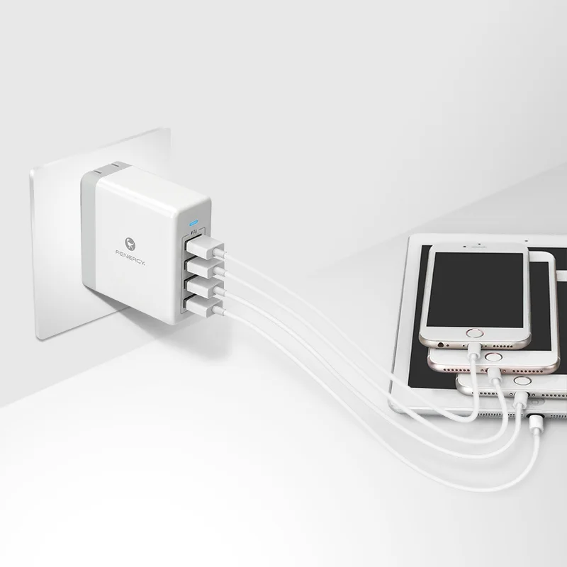 
OEM ODM manufacturer 22W 4.4A output multi port smart usb home charger with built in smart IC chip for mobile phone and tablet 