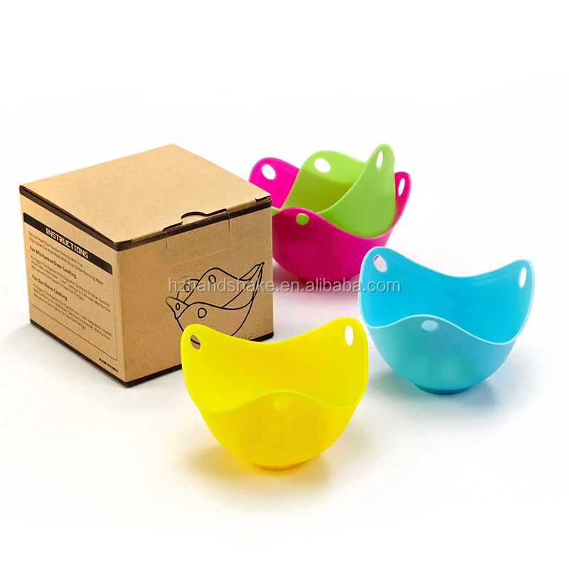 Egg Poacher Silicone  Cups with Ring Stander For Microwave or Stovetop Cooking