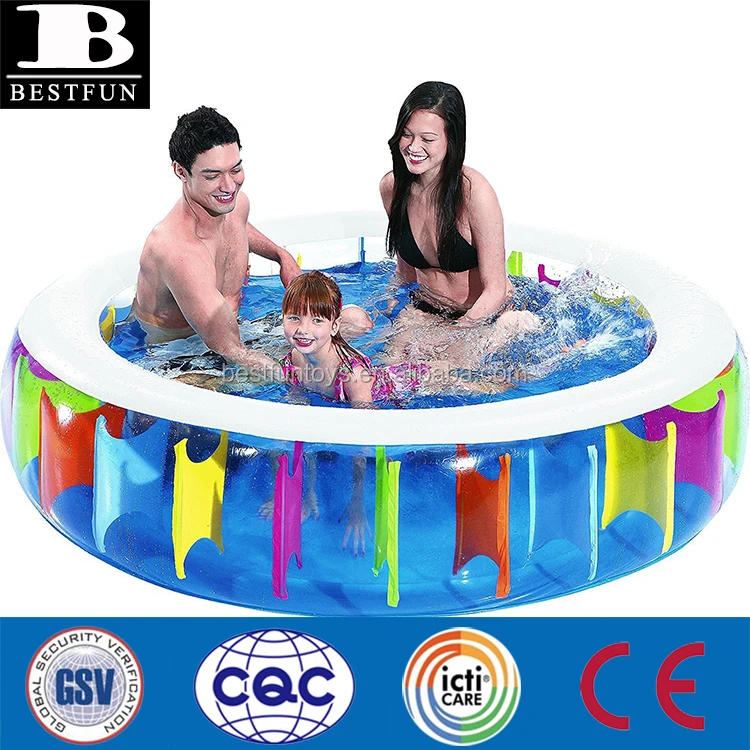 Rainbow pool large inflatable adult round transparent family playing pool   portable garden pool