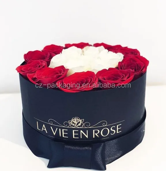 Round Paper Custom rose gift box with lid