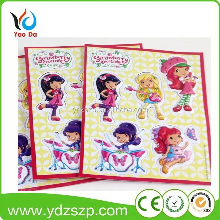hot sale custom printed pvc sticker self adhesive kids decorative cartoon puffy sticker