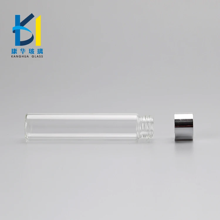 20ml Labeling Flat Bottom Glass Test Tube Bottle With Silver Plastic Screw Cap 5ml 10ml 15ml
