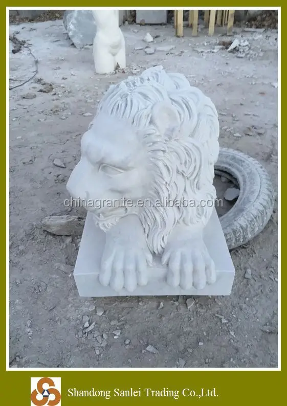 Garden decoration stone sculpture white marble lion statues