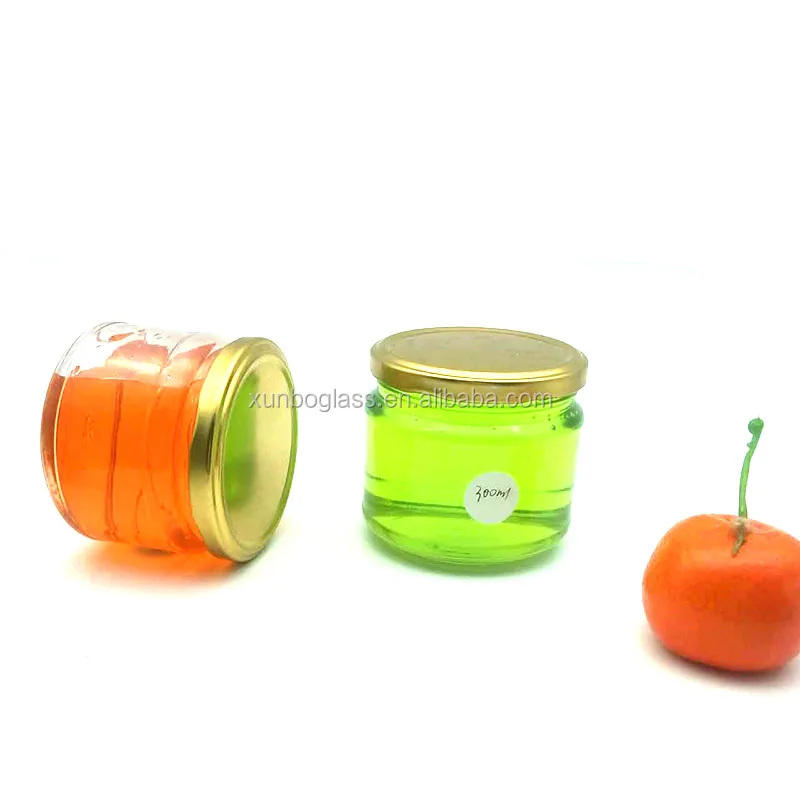 wide mouth glass honey jars with metal screw lid 250ml 300ml