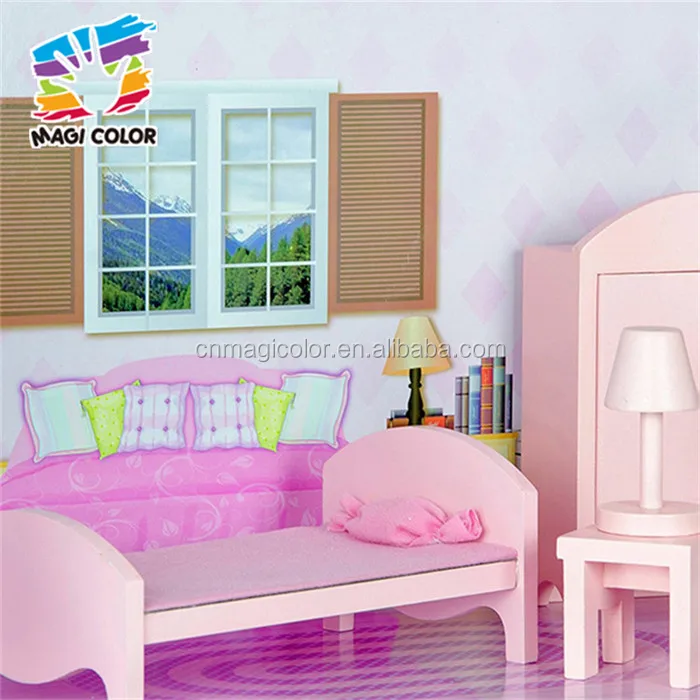 Оптовая продажа дешевые 3 пол ролевые игры игрушки деревянный кукольный домик для детей W06A224