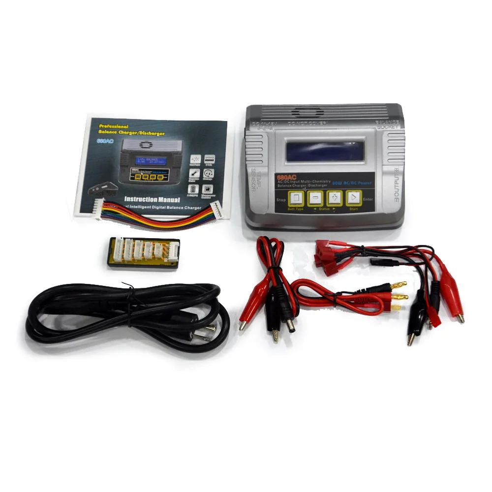 
HTRC 680AC 80W 6A AC/DC Dual Power RC Lipo Battery Balance Charger Discharger For 1-6s LiPo/LiFe/Lilon Battery Charging 