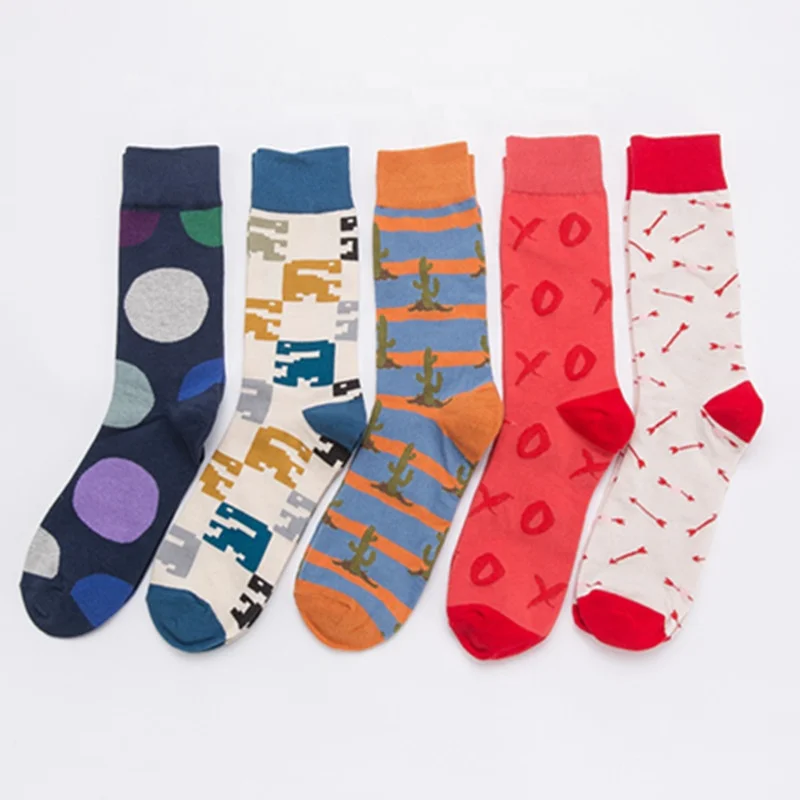 KANGYI Men Fashion Crew Cotton colorful Knitted Fancy comfortable Socks