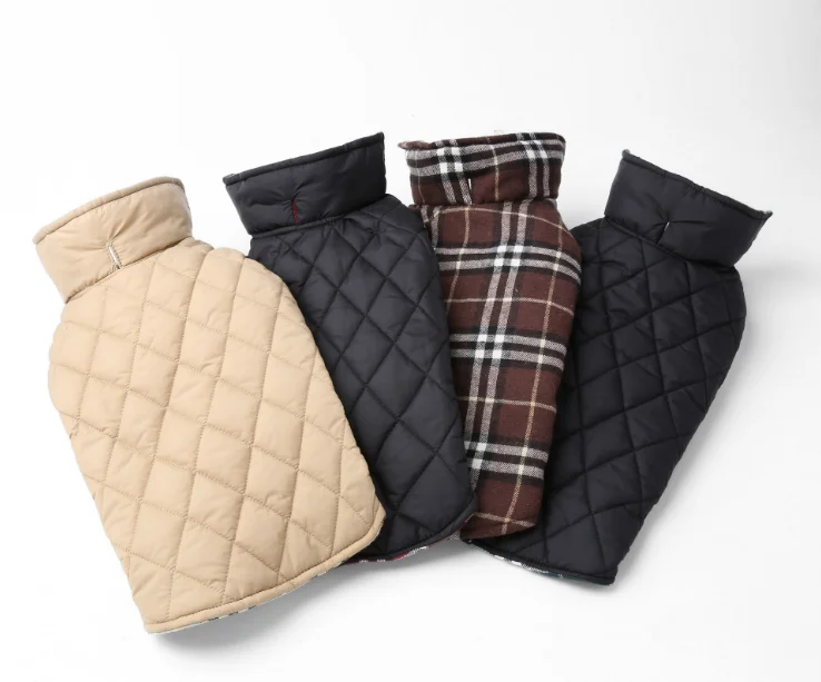 waterproof dog clothes jacket pet reversible winter dog jacket pet plaid dog coat factory