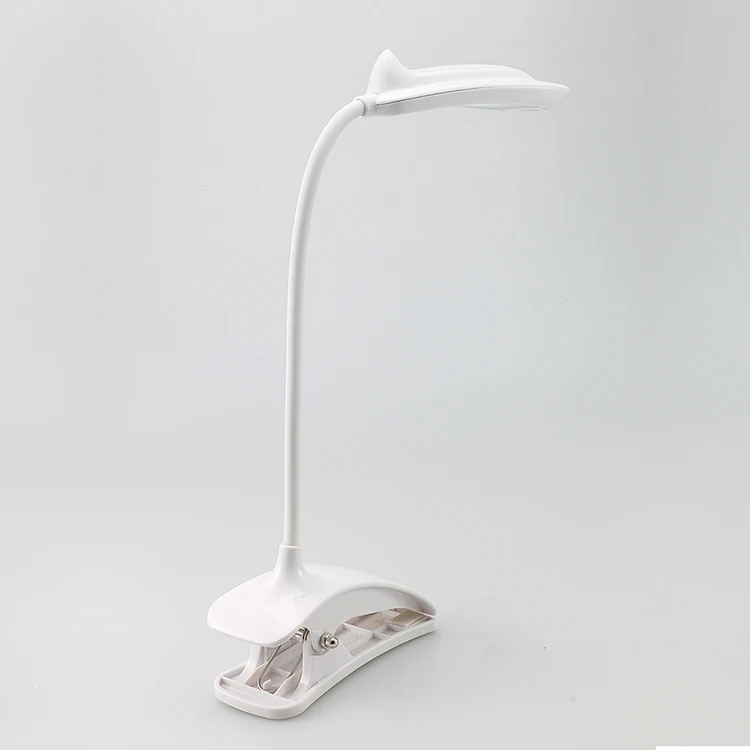 
ABS material white mini led clip on USB lamp Touch Switch USB Rechargeable Reading Lamp with customized 