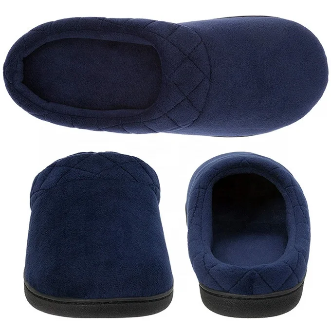 Slipper New Men Microfiber Quilted Cuff Velour Clog Slippers