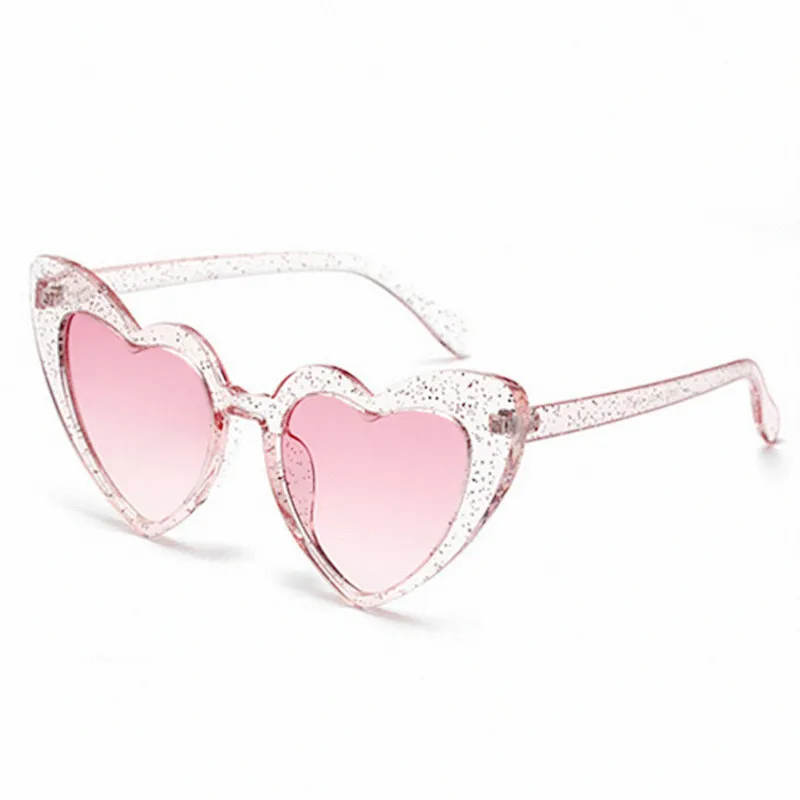 Wholesale Cute Sexy Lady Cat Eye Sunglasses Pink Sun Glasses UV400 Women Love Heart Shaped Sunglasses