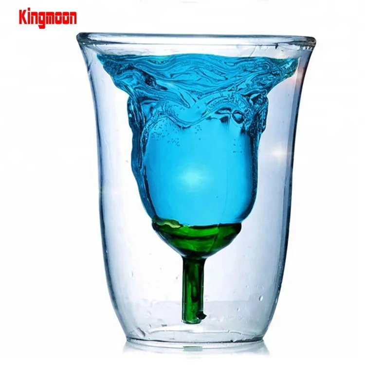 
Креативная домашняя стеклянная чашка в форме розы с двойными стенками от Kingmoon 