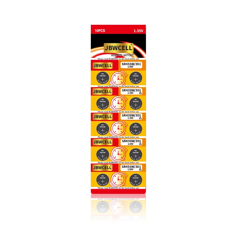 1.55V SR43SW 301 silver oxide button cell battery for watches