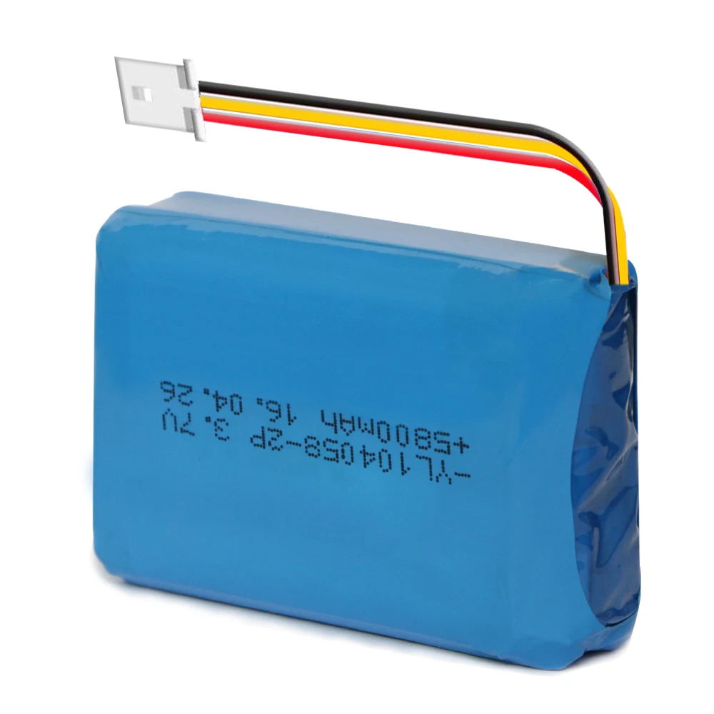 CE ROHS  rechargeable 104058 1S2P Lipo battery 5800mAh 3.7V  lithium polymer battery pack