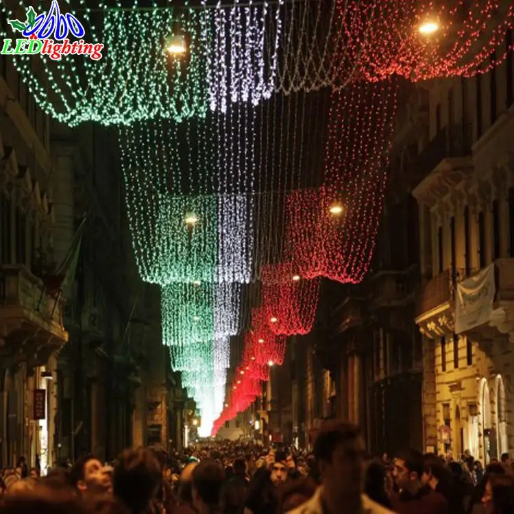 Outdoor LED Waterfall Light PVC Cable LED Curtain String Light RGB Blue Green Pink Purple Emitting Colors IP65 Rated 220V
