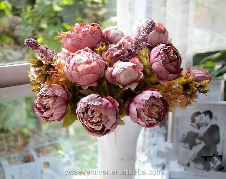 Manufacturers selling European autumn core simulation peony flowers Fake flowers desktop floral silk flower decoration