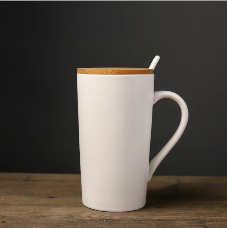 Wholesale Custom Logo Design Ceramic Coffee Mugs with Handle Bamboo Lid Drinks Cups gift box set