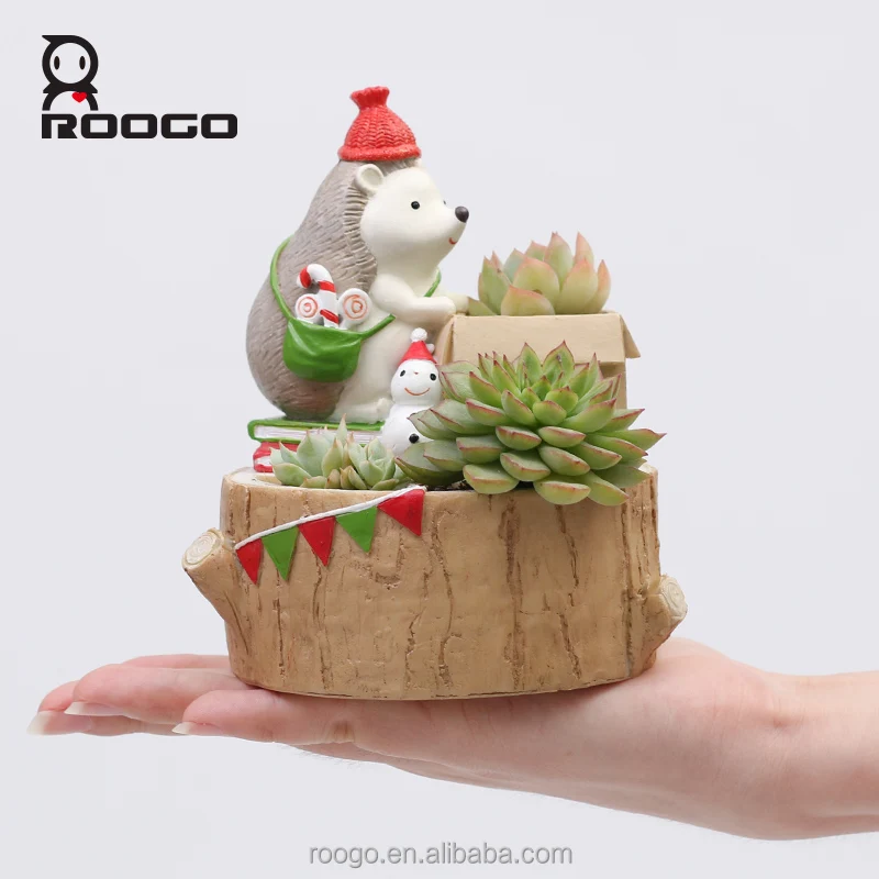 Рождественский подарок Roogo из смолы, цветочные горшки с ежиком