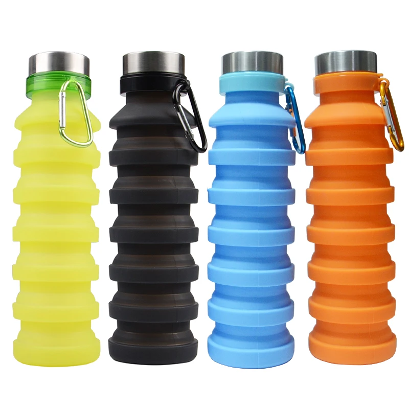 
2020 Wholesale Sport Silicone Squeeze Foldable Collapsible Water Bottle 