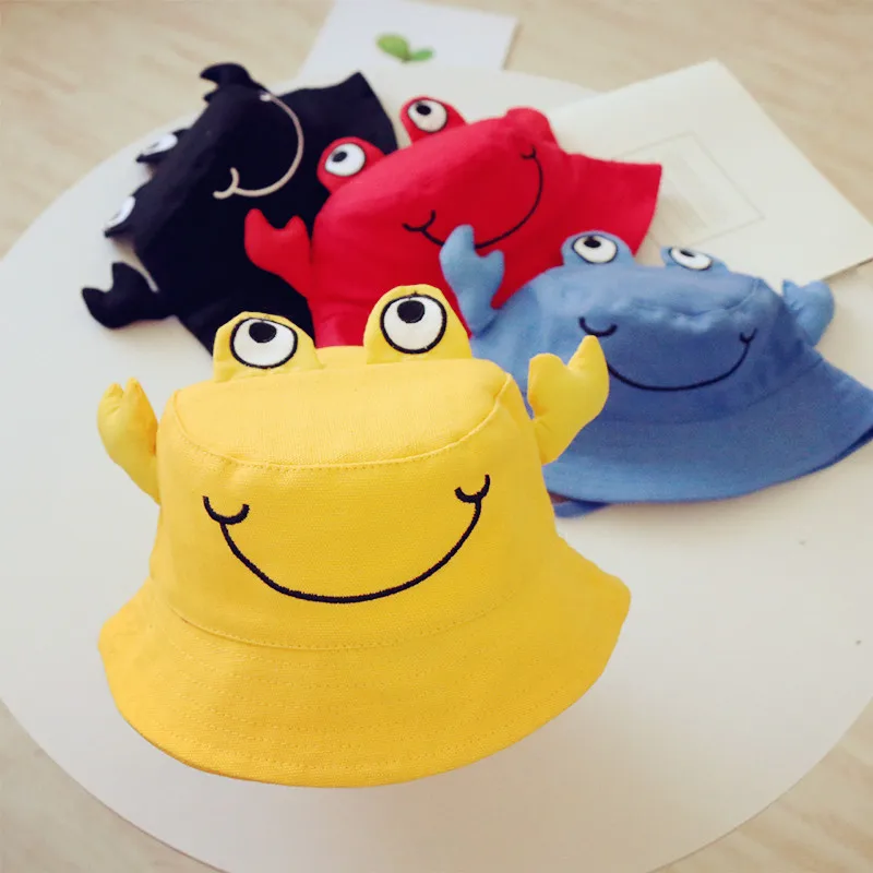 Fashion Cartoon Crab Sun Hats For Children Wholesale Kids Bucket Hats 100% Cotton