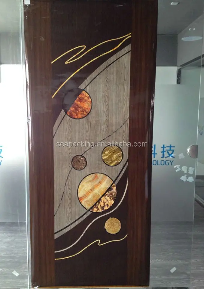MDF PVC self adhesive door film  interior solid wooden veneer door sticker