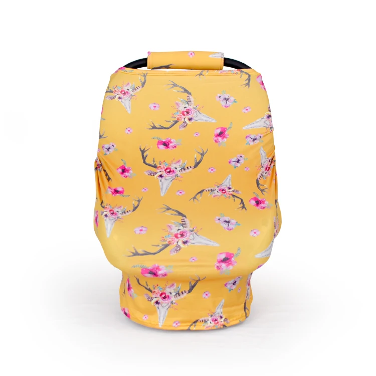 Purple Flower Nursing Breastfeeding Cover Scarf Shopping Cart Cover Multi Use Stretchy Canopy