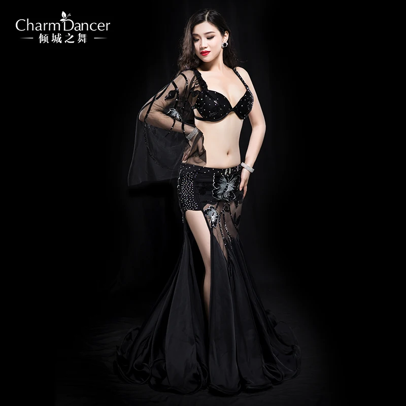 
YC045 Performance Professional bellydance costumes spandex and silk satin belly dance wear for girl 