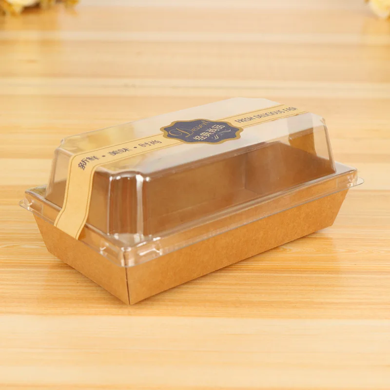 Waterproof High-quality Cake Box Set Oil-proof Kraft Paper Box Disposable Food Sandwich Container With Food-grade Plastic Cover
