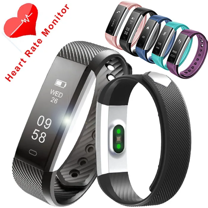 ID115 HR Wrist Band Pedometer Pulsometer Heart Rate Monitor Sleep Tracker Step Counter Smart Wristband