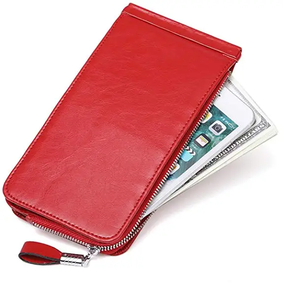 Genuine leather wallet women fashion trends wallet purses RFID Blocking Bifold Multi Card Case Wallet With Zipper Pocket