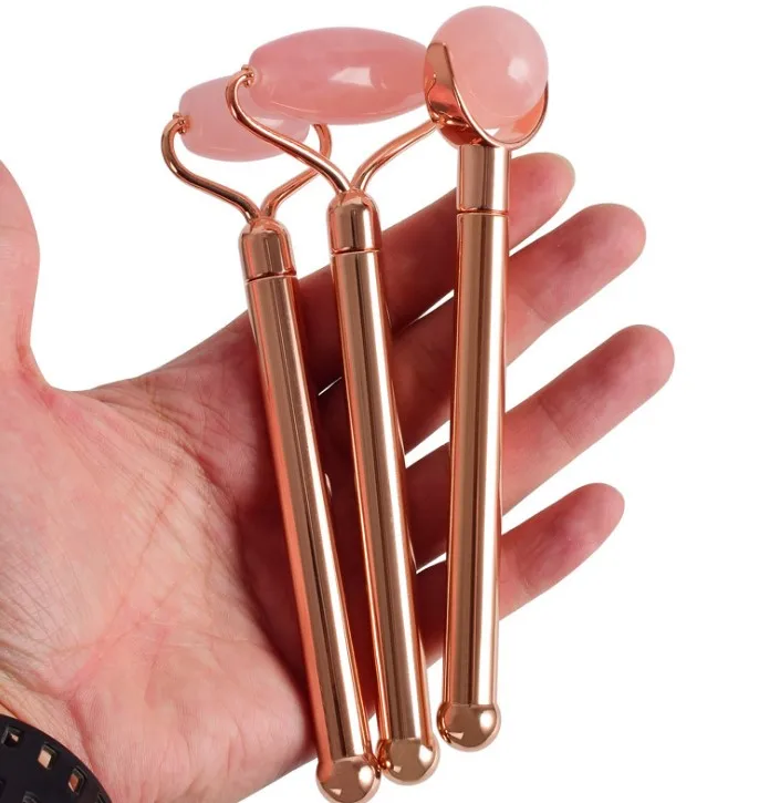 3 in 1 Rose Quartz Roller Set Removable Replacement Jade Face Roller