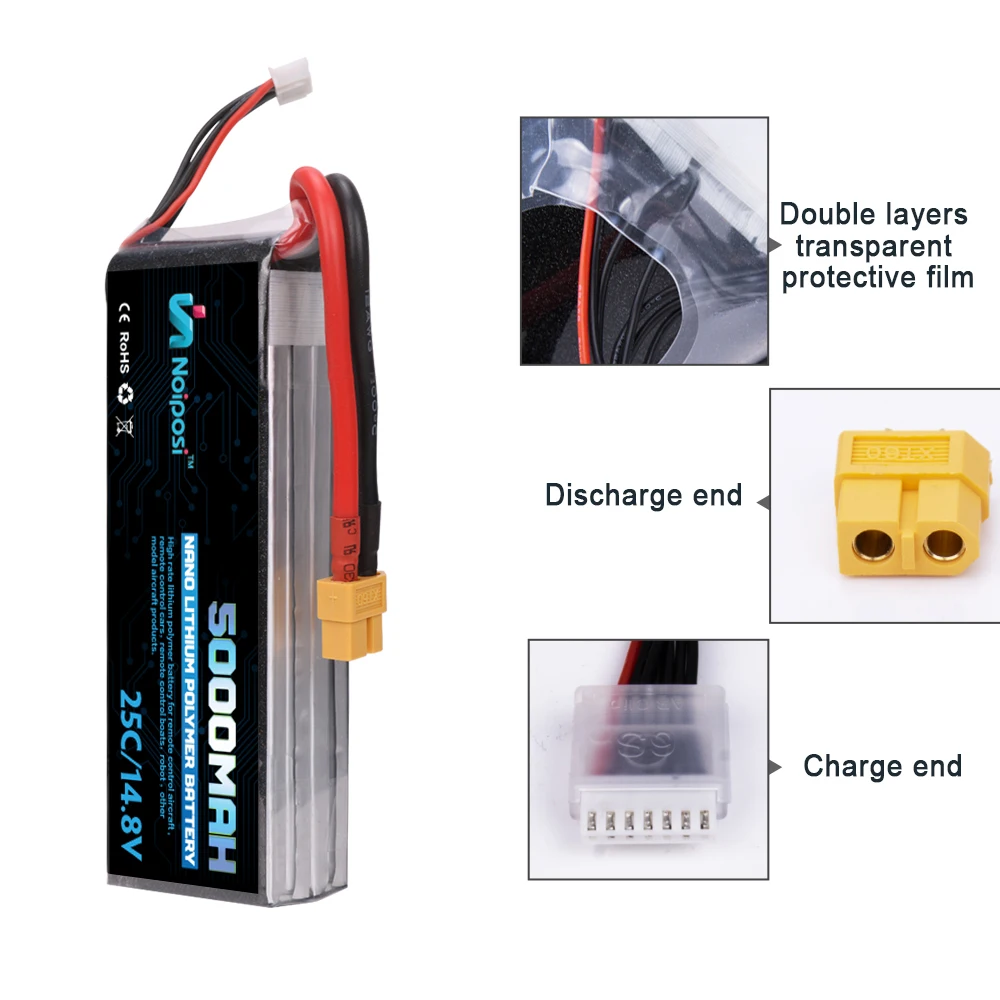 Li-ion battery pack 4s1p lipo 4s 5000mah 14.8v 50c polymer battery