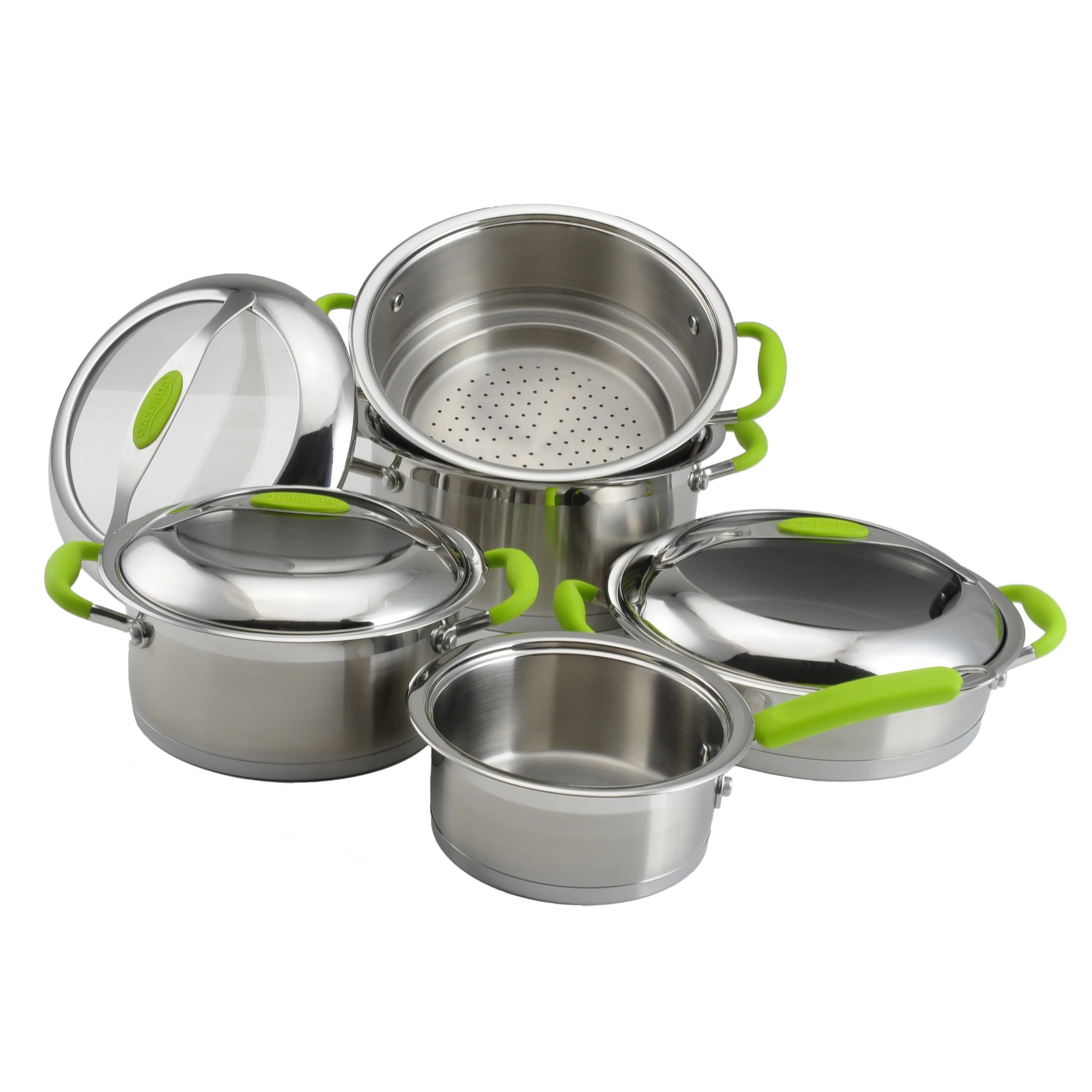 Лучшее качество профессиональной 201/304 набор кухонной посуды кастрюля из нержавеющей стали обрабатывать кремний