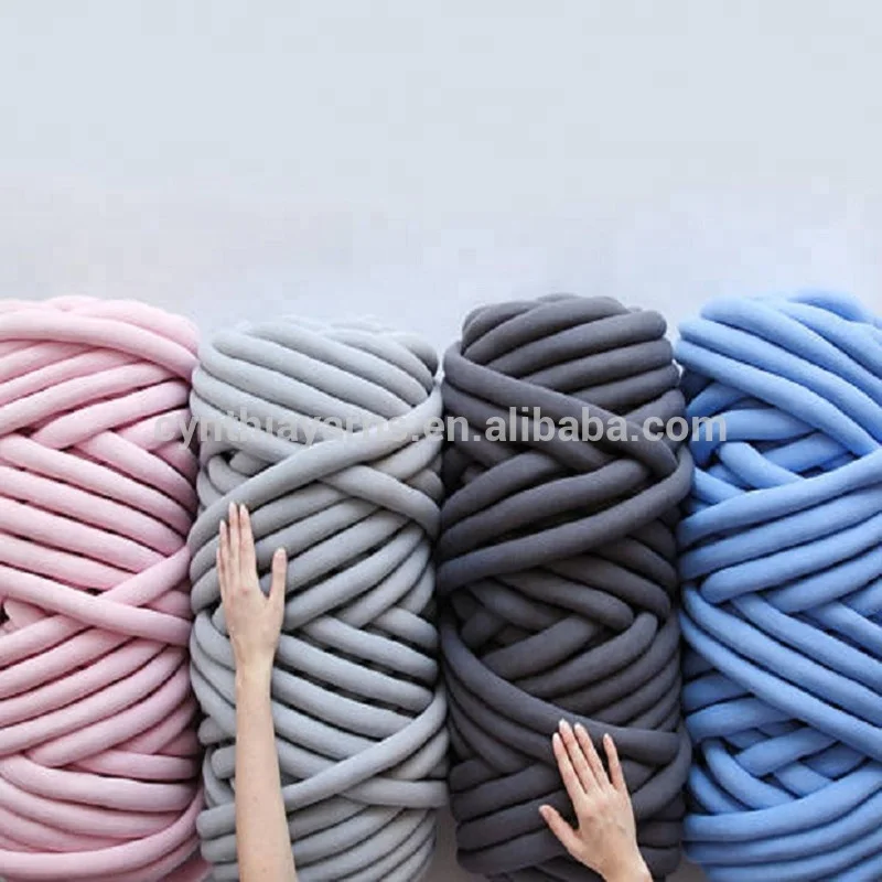 Cynthia New Design 100% Cotton Tube Microfiber Filled Super Giant Chunky Knitting Yarn Hand Knitted Blanket Braid Yarn