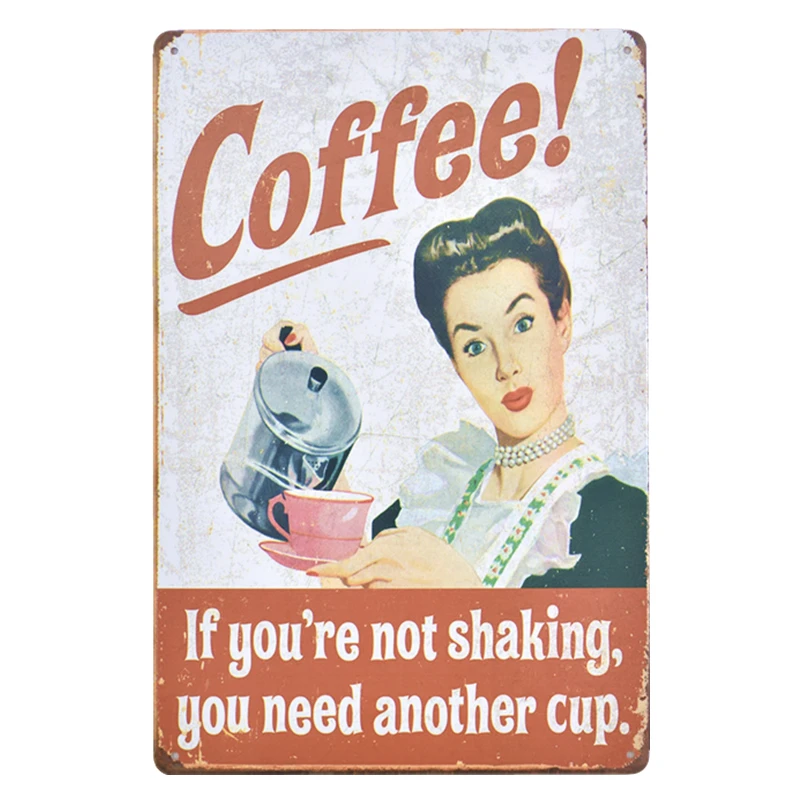 
Coffee Bakery Tin Sign Bar Pub Home Wall Decor Retro Metal Art Poster Metal Plate Plaques Vintage Finish Retro Bar Sign 