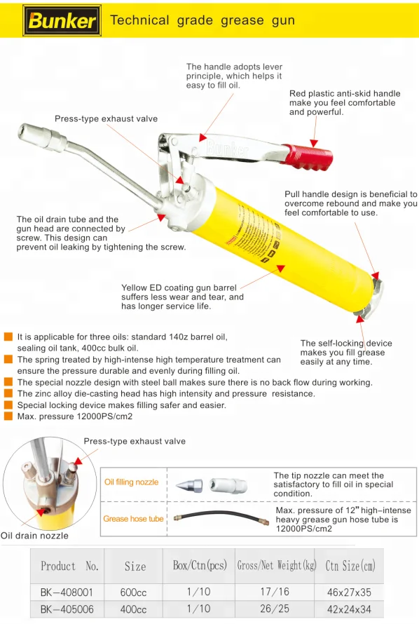 Высокоэффективный смазочный пистолет с двойным стержнем на 800 куб. См
