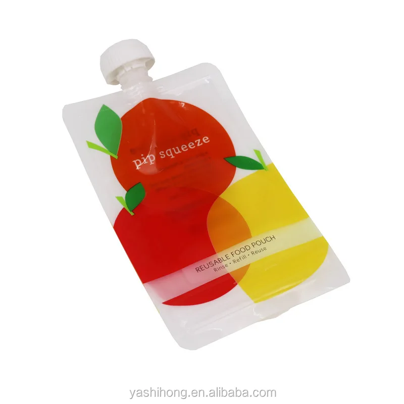 Customized Squeeze Spout Bag/Reusable Food Pouch with Spout/Refill Fruit Drink Spout Pouch Bag