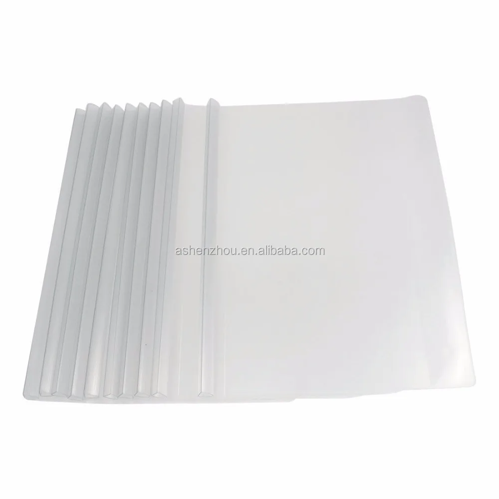 High quality custom logo printed A4 clear transparent spine bar file folder PVC sliding binder