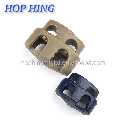 Bulk Sale two holes 3.5mm black spring drawstring plastic stoppers for Parka