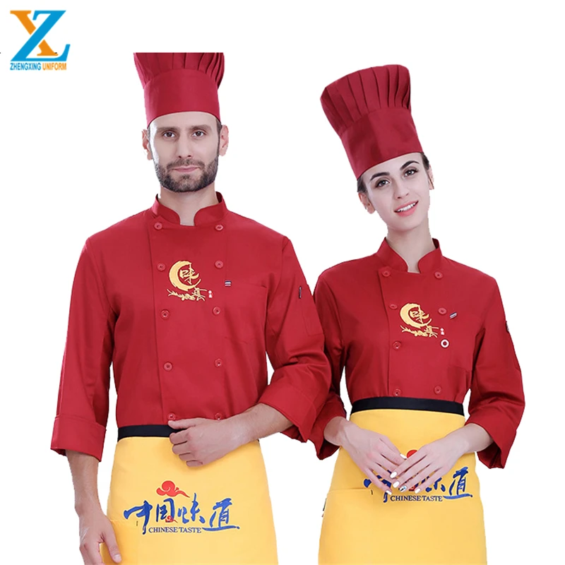ZXCU-272 Long Sleeve Chef Oem Service Made Of Polycotton Restaurant Uniform Designs