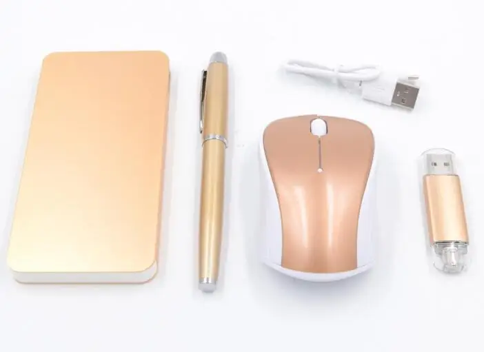 4 в 1 роскошный Рождественский подарочный набор, рекламный корпоративный подарочный набор 2018 с внешним аккумулятором OTG USB флеш-накопителем мышью