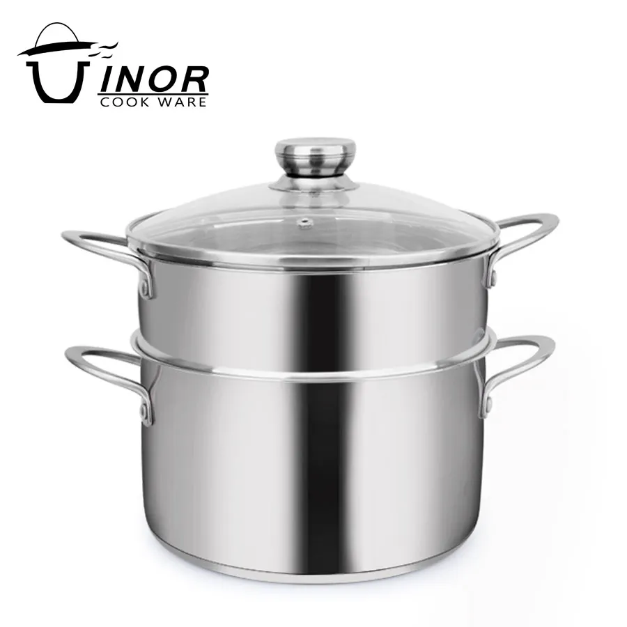 multifunctional korean stainless steel steamer pot with tempered glass lid
