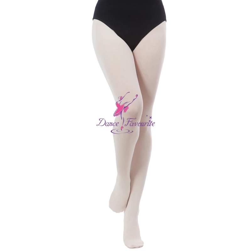 Girls Pink/White Seamless Convertible Ballet Dance Tights with Hole TF07