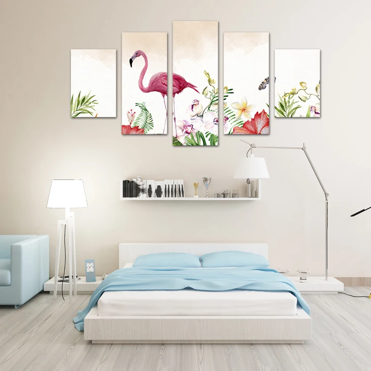 
Wall art decorative 5-piece handmade abstract flower crane painting oil painting canvas 
